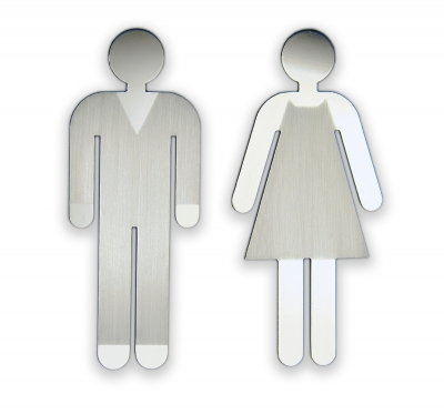 Türschildset - Frau und Mann mit Kleidung